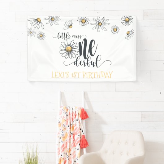Daisy Little Miss ONEderful Party Banner - White (Insitu)
