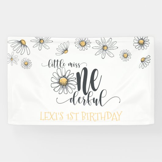 Daisy Little Miss ONEderful Party Banner - White (Horizontaal)