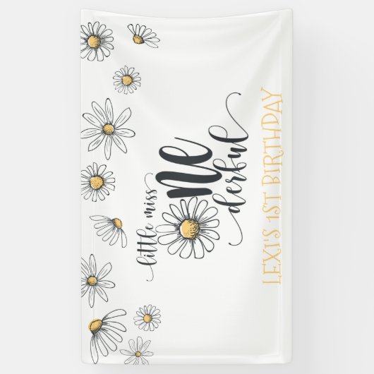Daisy Little Miss ONEderful Party Banner - White (Verticaal)