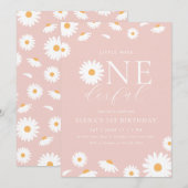 Daisy Little Miss Onederful Verjaardagsuitnodiging Kaart (Voorkant / Achterkant)