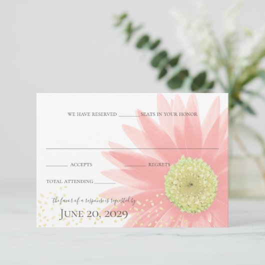 Daisy Love Roze Tuin Bruiloft Reactie Kaart (Staand voorkant)