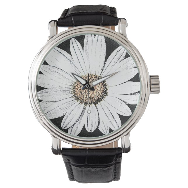 Daisy Mae  lederen band zwart Horloge (Voorkant)