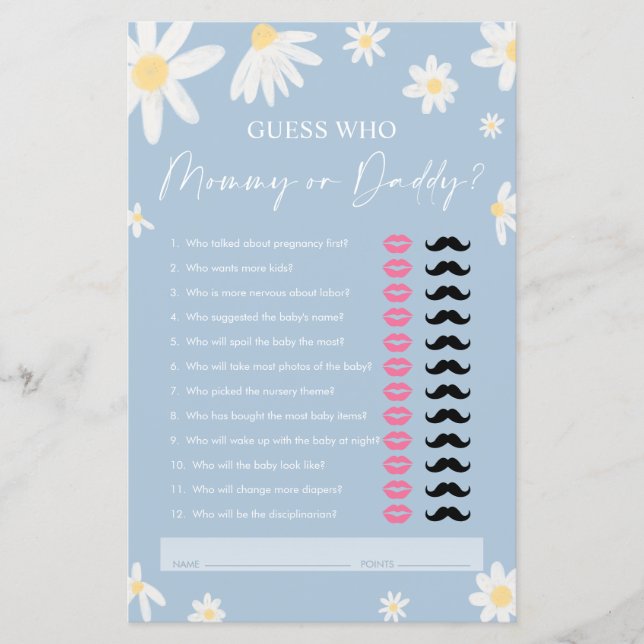 Daisy mama of papa, Dusty Blue Guest Who spel (Voorkant)