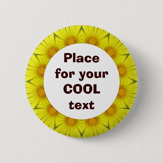 Daisy Mandala Sjabloon 36 Ronde Button 5,7 Cm (Voorkant)