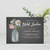 Daisy Mason Jar Chalkboard Rustic Bridal Luncheon Kaart (Staand voorkant)