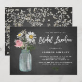 Daisy Mason Jar Chalkboard Rustic Bridal Luncheon Kaart (Voorkant / Achterkant)