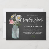 Daisy Mason Jar Chalkboard Rustic Couples Shower Kaart (Voorkant)