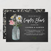 Daisy Mason Jar Chalkboard Rustic Couples Shower Kaart (Voorkant / Achterkant)