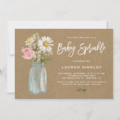 Daisy Mason Jar Kraft Paper Herfst Baby Sprinkle Kaart (Voorkant)