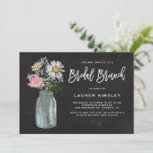 Daisy Mason Jar Rustic Chalkboard Bridal Brunch Kaart (Staand voorkant)