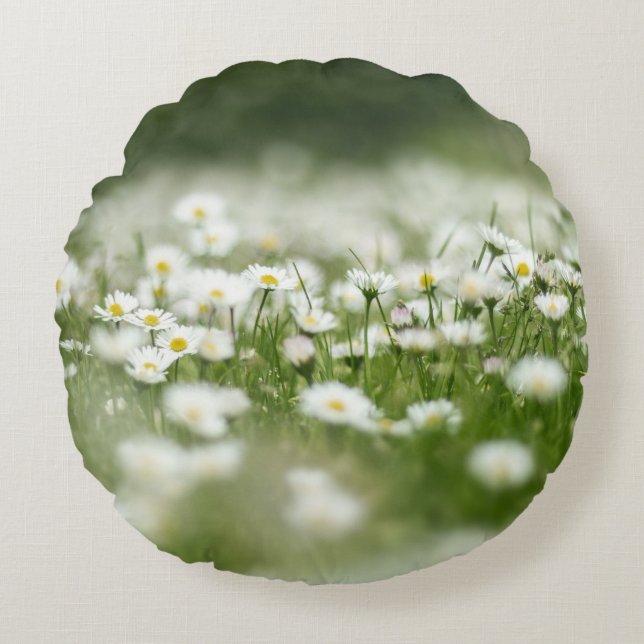 Daisy Meadow Rond Kussen (Voorkant)