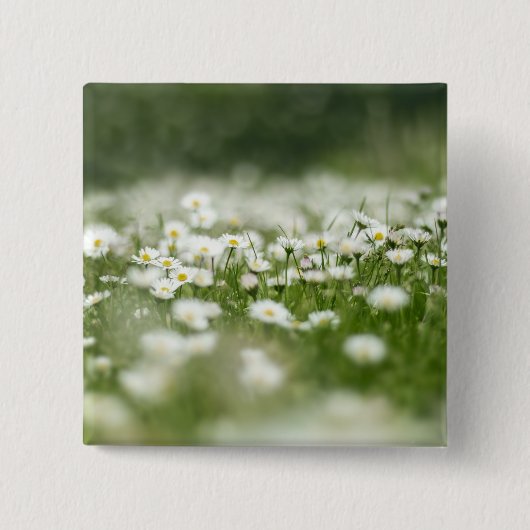 Daisy Meadow Vierkante Button 5,1 Cm (Voorkant)