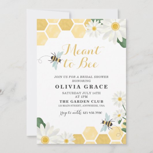 Daisy Meant to Bee bridal douitation Kaart (Voorkant)