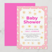Daisy Meisje Pastel Baby shower Invitation Kaart (Voorkant / Achterkant)