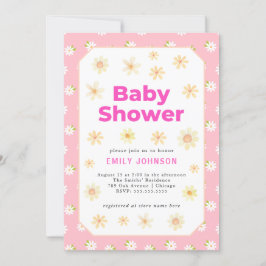 Daisy Meisje Pastel Baby shower Invitation Kaart