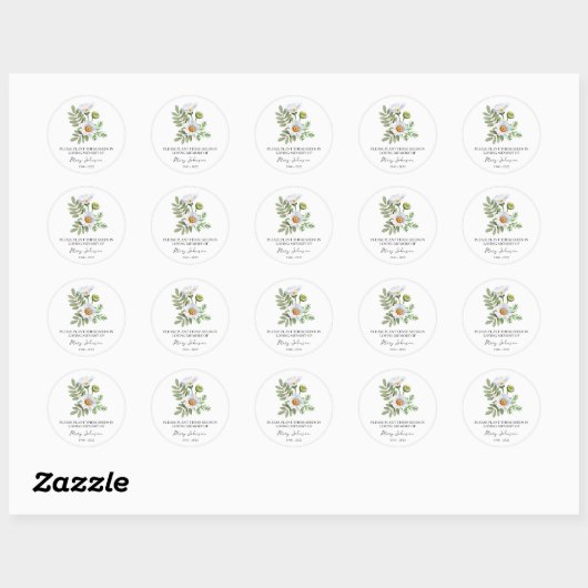 Daisy Memorial Funeral Seed Packet Ronde Sticker (Vel)