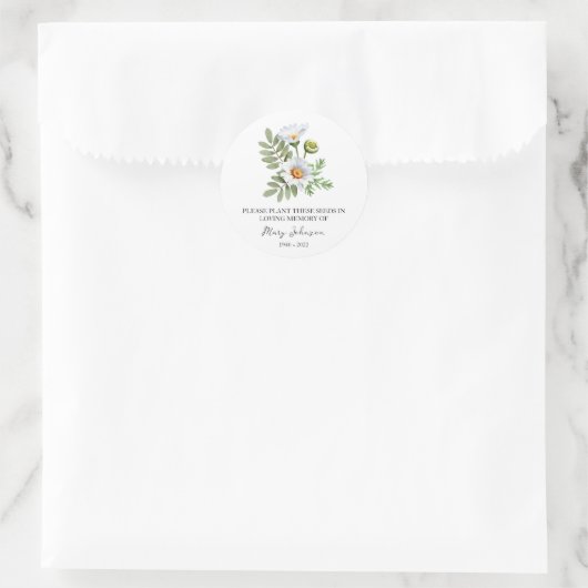 Daisy Memorial Funeral Seed Packet Ronde Sticker (Tas)