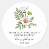 Daisy Memorial Funeral Seed Packet Ronde Sticker (Voorkant)