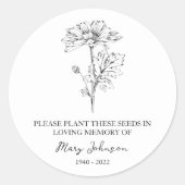 Daisy Memorial Funeral Seed Packet Ronde Sticker (Voorkant)