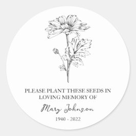 Daisy Memorial Funeral Seed Packet Ronde Sticker