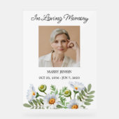 Daisy Memorial Photo Funeral Acryl Bord (Voorkant)