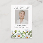 Daisy Memorial Photo Funeral Prayer Card Visitekaartje (Voorkant)