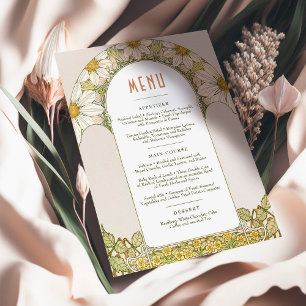 Daisy Menu Huwelijk Vintage Art Nouveau van Mucha Kaart