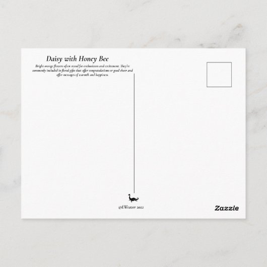 Daisy met Bee Briefkaart postcrossing (Achterkant)