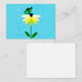 Daisy met groene vlinderbriefkaarten notitiekaartje (Voorkant / Achterkant)