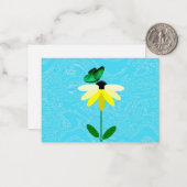 Daisy met groene vlinderbriefkaarten notitiekaartje (Voorkant / Achterkant in situ)