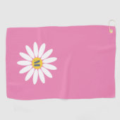 Daisy met Initiaal Roze Golfhanddoek (Horizontaal)