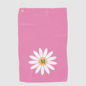 Daisy met Initiaal Roze Golfhanddoek (Voorkant)