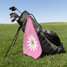 Daisy met Initiaal Roze Golfhanddoek
