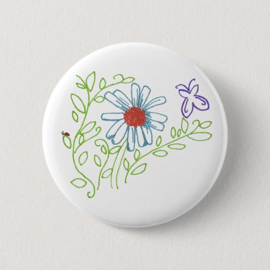 Daisy met Ladybug Ronde Button 5,7 Cm (Voorkant)