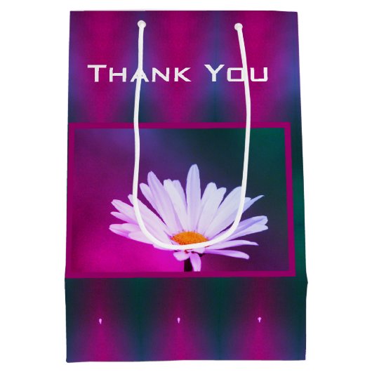 Daisy met Turquoise Dank je Medium Cadeauzakje (Achterkant)