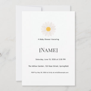 Daisy Minimal Baby Shower Uitnodiging, Bewerkbaar Kaart