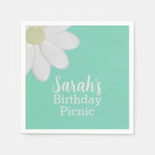 Daisy Mint Green Verjaardag Picknick Papier Servet (Voorkant)