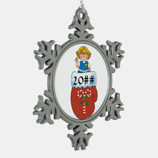 Daisy Mitten Blonde Tin Sneeuwvlok Ornament (Links)