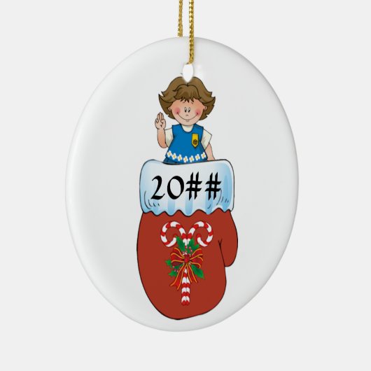 Daisy Mitten Brunette Keramisch Ornament (Rechts)