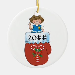 Daisy Mitten Brunette Keramisch Ornament