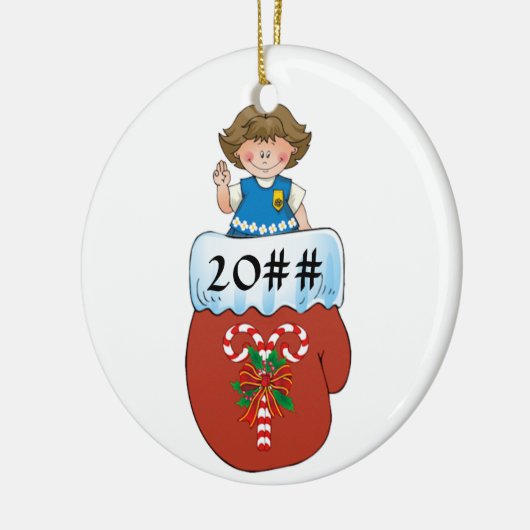 Daisy Mitten Brunette Keramisch Ornament (Links)