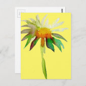 Daisy modern art flower op geel briefkaart (Voorkant / Achterkant)