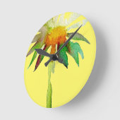 Daisy modern art flower op geel ronde klok (Hoek)