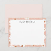 Daisy Modern Hand Drawn Pattern Flat Note Card Notitiekaartje (Voorkant / Achterkant)