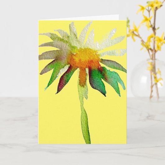 Daisy moderne kunstbloem op geel Happy Birthday Kaart (Gele Bloem)