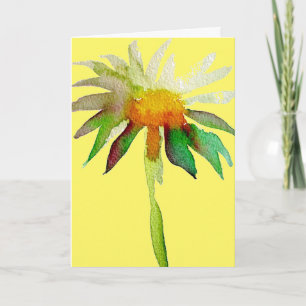 Daisy moderne kunstbloem op geel Happy Birthday Kaart