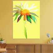 Daisy moderne waterverf bloemkunst op geel canvas afdruk (Insitu (Woonkamer))