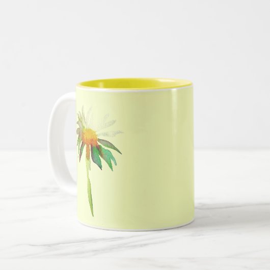 Daisy moderne waterverf kunstbloem tweekleurige koffiemok (Voorkant links)