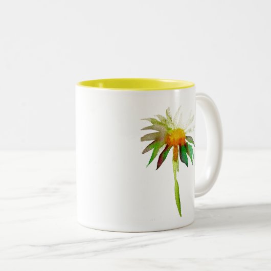 Daisy moderne waterverf kunstbloem tweekleurige koffiemok (Voorkant rechts)