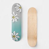 Daisy Modren Turquoise Grijs Ombre Doodle Persoonlijk Skateboard (Voorkant)